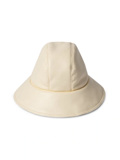 Shop Nanushka Cameron Padded Vegan Leather Bucket Hat In Vanilia