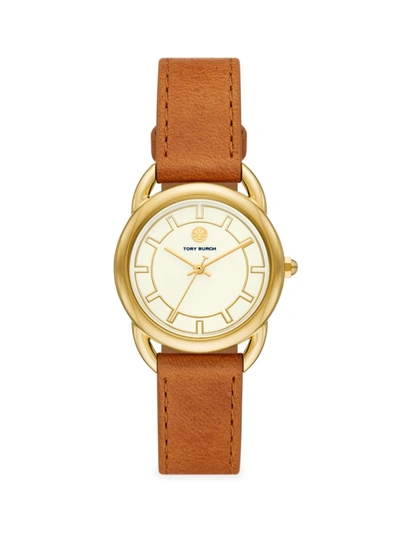 Shop Tory Burch Women's Ravello Luggage Leather-strap Watch In Tan