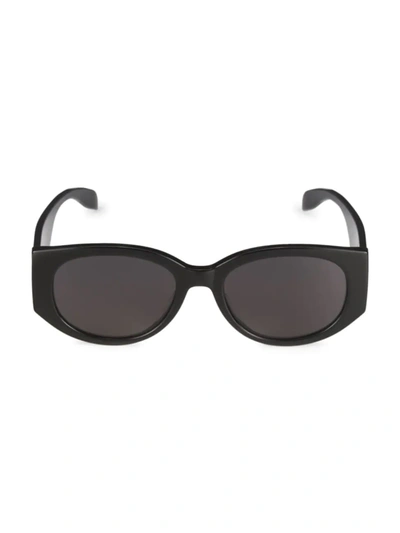 Shop Alexander Mcqueen Women's Graffiti 54mm Oval Sunglasses In Black