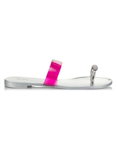 Shop Giuseppe Zanotti Women's Crystal-embellished Flat Toe-ring Sandals In Fuchsia