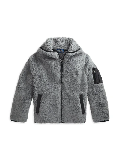 Shop Polo Ralph Lauren Little Boy's & Boy's Fleece Hooded Sweatshirt Jacket In Grey