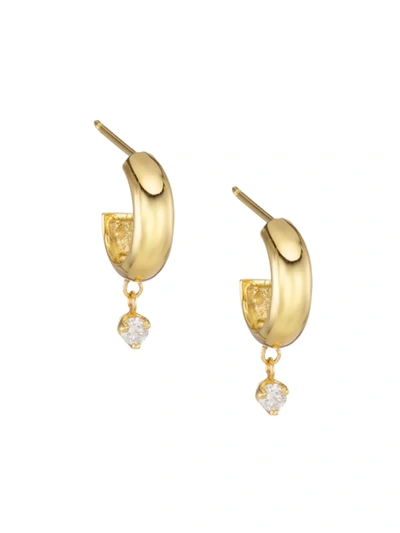 Shop Zoã« Chicco Women's Prong Diamonds 14k Gold & Diamond Huggie Earrings In Yellow Gold