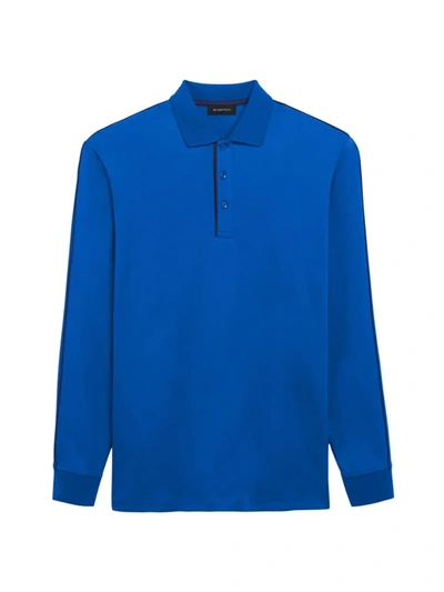 Shop Bugatchi Men's Woven Long-sleeve Polo Shirt In Classic Blue