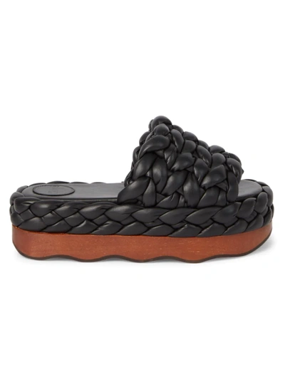 Shop Chloé Women's Wavy Braided Leather Platform Sandals In Black