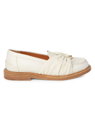 Shop Chloé C Driver Leather Loafers In Eggshell