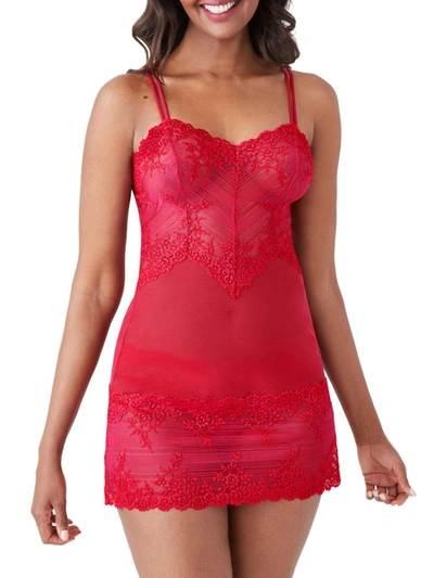 Shop Wacoal Embrace Lace Chemise In Persian Red
