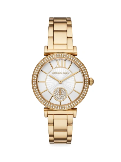 Shop Michael Kors Abbey Goldtone Stainless Steel & Glitz Bracelet Watch