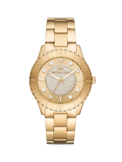 Shop Michael Kors Runway Three-hand Gold-tone Stainless Steel Watch