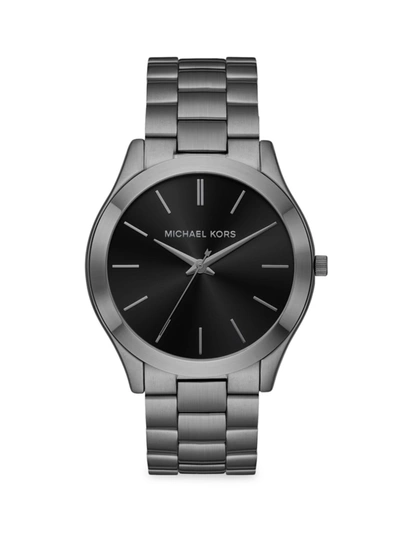 Shop Michael Kors Men's Slim Runway Gunmetal-tone Stainless Steel Watch & Leather Wallet Set