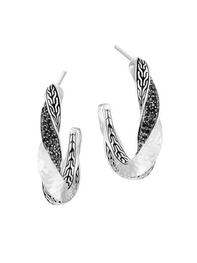 Shop John Hardy Women's Classic Chain Sterling Silver, Sapphire & Spinel Twisted Hoop Earrings