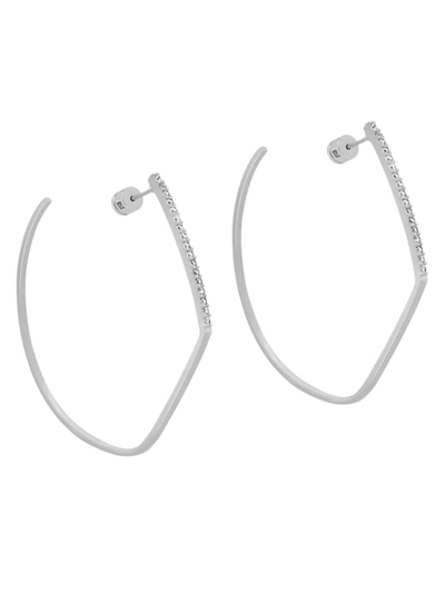 Shop Dean Davidson Women's Silvertone & White Topaz Spire Hoop Earrings In White Topaz Silver