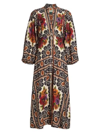 Shop Farm Rio Women's Floral Tapestry Maxi Dress In Off White
