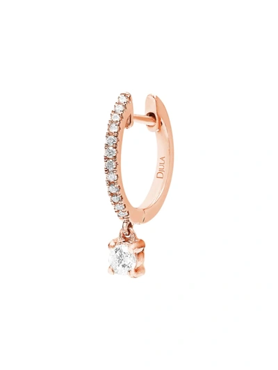 Shop Djula Women's Glam Rock 18k Rose Gold & Diamond Hanging Pear Single Hoop Earring In Pink Gold