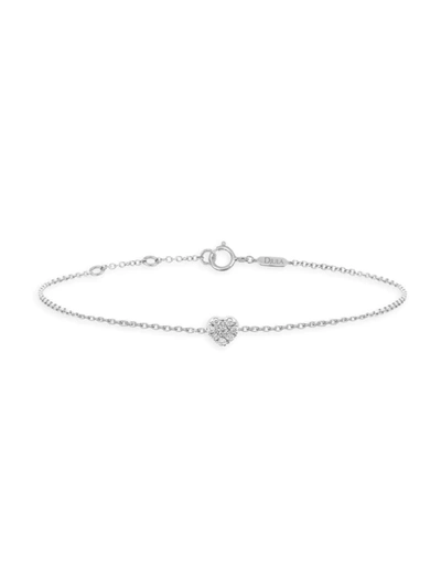 Shop Djula Women's Magic Touch 18k White Gold & Diamond Heart Chain Bracelet