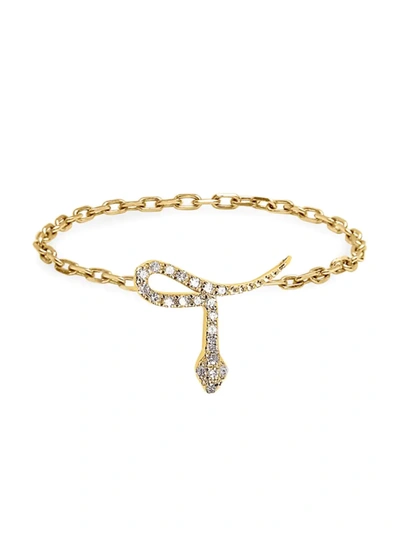 Shop Djula Women's Magic Touch 18k Yellow Gold & Diamond Snake Chain Ring