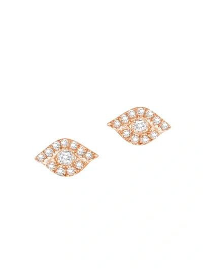 Shop Djula Women's Magic Touch 18k Rose Gold & Diamond Eye Stud Earrings In Pink Gold