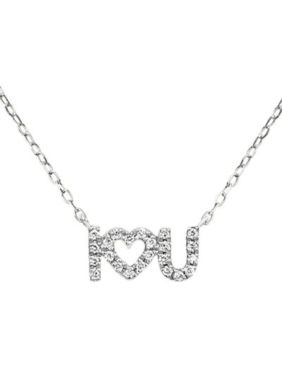 Shop Djula Women's 18k White Gold & Diamond 'i Love U' Pendant Necklace