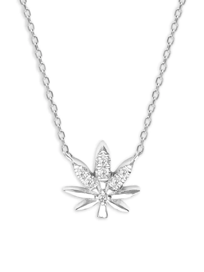 Shop Djula Women's Magic Touch 18k White Gold & Diamond Leaf Pendant Necklace