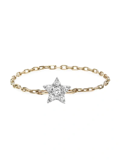 Shop Djula Women's Magic Touch 18k Yellow Gold & Diamond Star Chain Ring