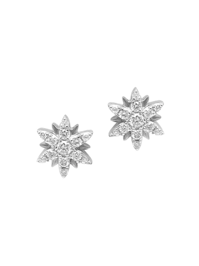 Shop Djula Women's Magic Touch 18k White Gold & Diamond Star Stud Earrings