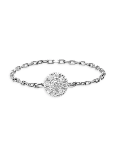 Shop Djula Women's Magic Touch 18k White Gold & Diamond Target Chain Ring