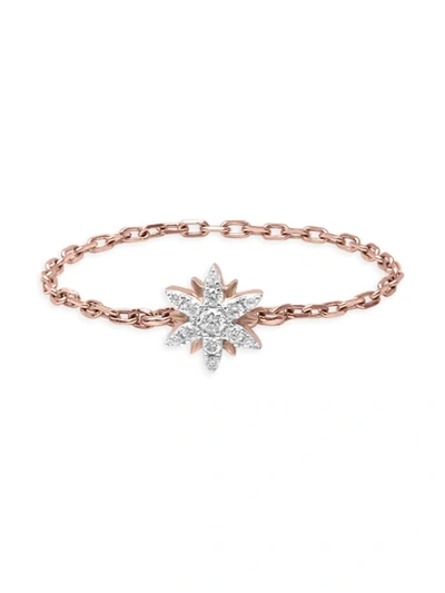 Shop Djula Women's Magic Touch 18k Rose Gold & Diamond Sun Chain Ring In Pink Gold