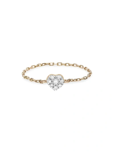 Shop Djula Women's Magic Touch 18k Yellow Gold & Diamond Heart Chain Ring