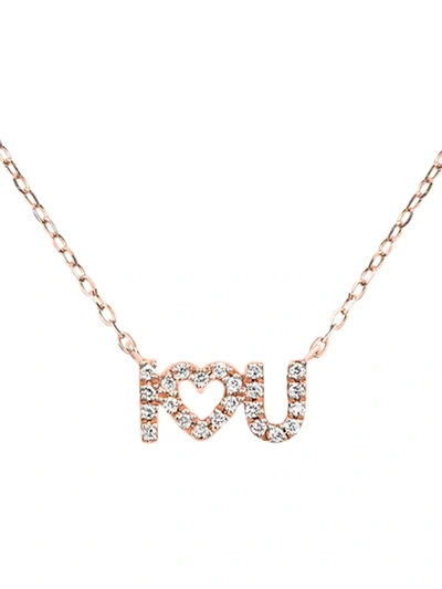Shop Djula Women's 18k Rose Gold & Diamond 'i Love U' Pendant Necklace In Pink Gold