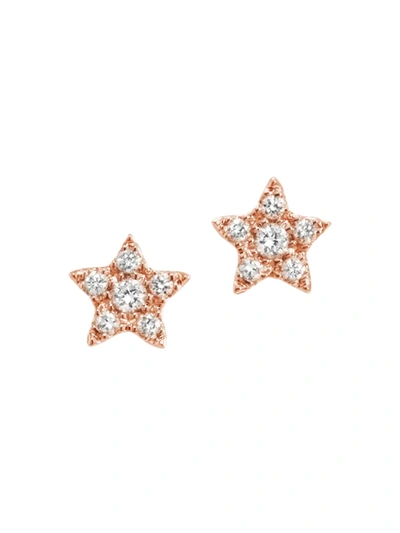 Shop Djula Women's Magic Touch 18k Rose Gold & Diamond Star Stud Earrings In Pink Gold
