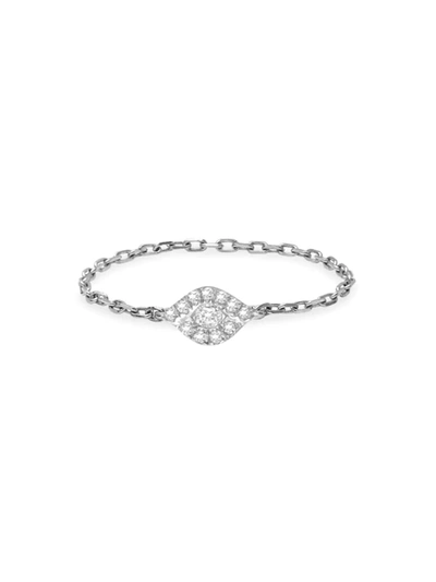 Shop Djula Women's Magic Touch 18k White Gold & Diamond Eye Chain Ring