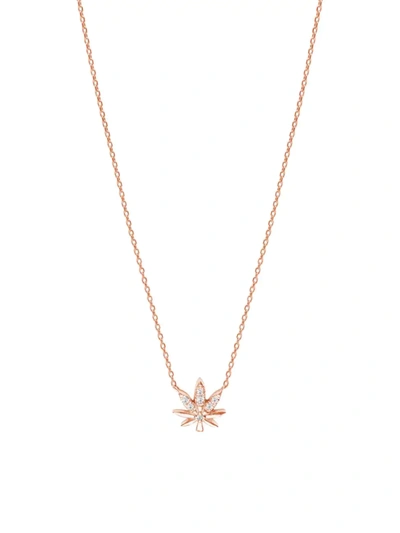 Shop Djula Women's Magic Touch 18k Rose Gold & Diamond Leaf Pendant Necklace In Pink Gold