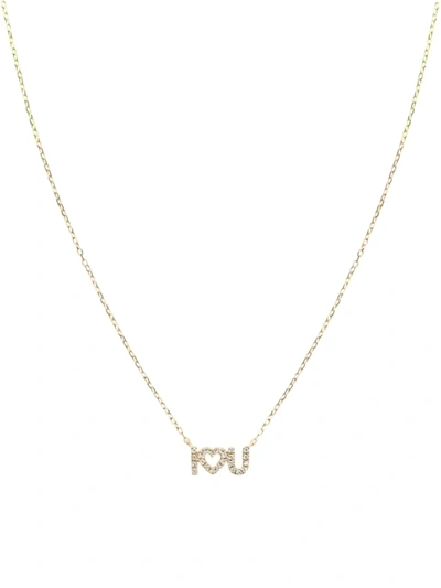 Shop Djula Women's 18k Yellow Gold & Diamond 'i Love U' Pendant Necklace