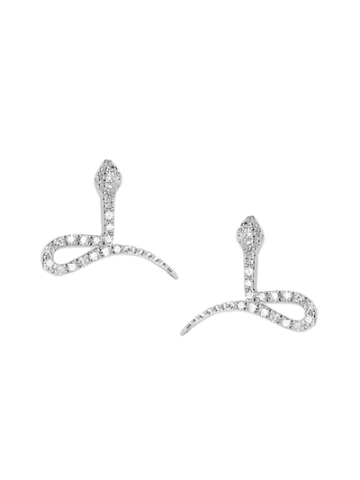 Shop Djula Women's Magic Touch 18k White Gold & Diamond Snake Stud Earrings