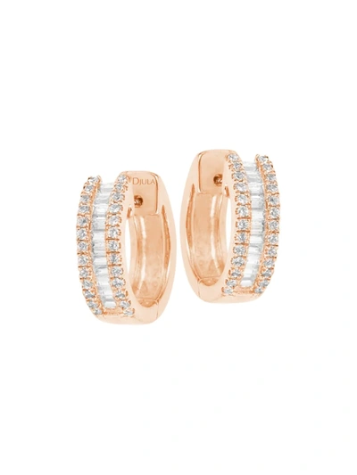 Shop Djula Women's Graphique 18k Rose Gold & Diamond Hoop Earrings In Pink Gold