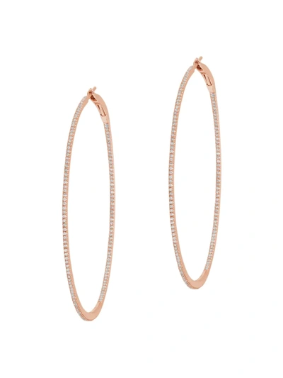 Shop Djula Women's Graphique 18k Rose Gold & Diamond Large Hoop Earrings In Pink Gold