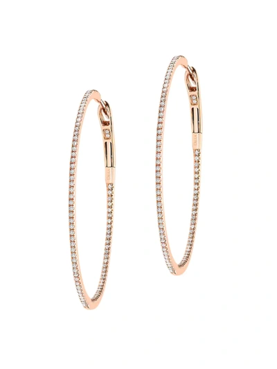 Shop Djula Women's Graphique 18k Rose Gold & Diamond Hoop Earrings