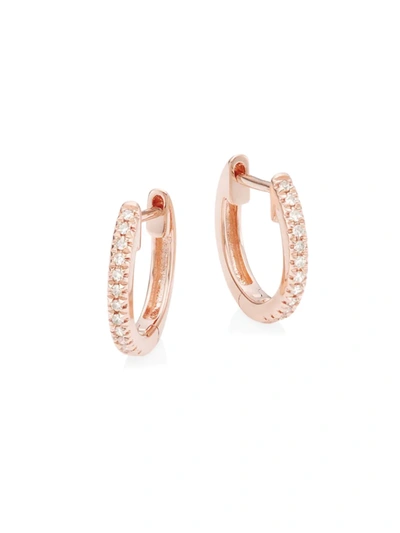 Shop Saks Fifth Avenue Women's 14k Rose Gold & 0.07 Tcw Diamond Huggie Earrings