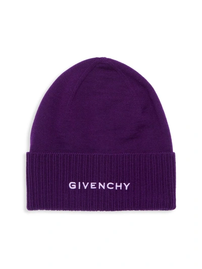 Shop Givenchy Women's 4g Wool Beanie In Purple