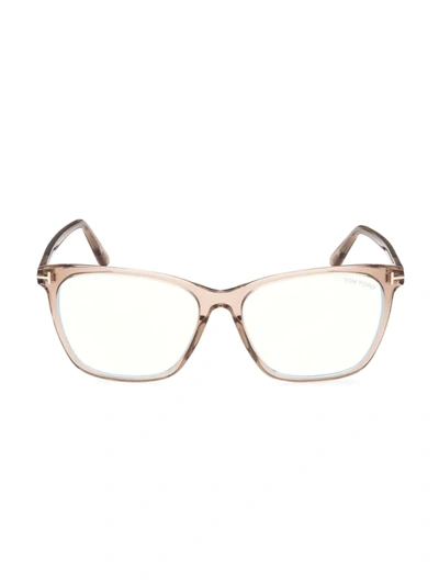 Shop Tom Ford Women's 55mm Square Optical Glasses In Shiny Rose Champagne