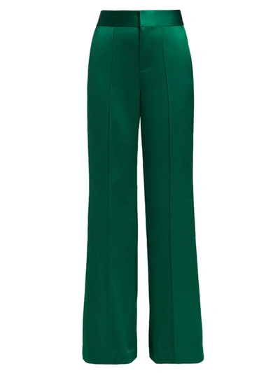 Shop Alice And Olivia Dylan High-waist Pintuck Trousers In Deep Emerald