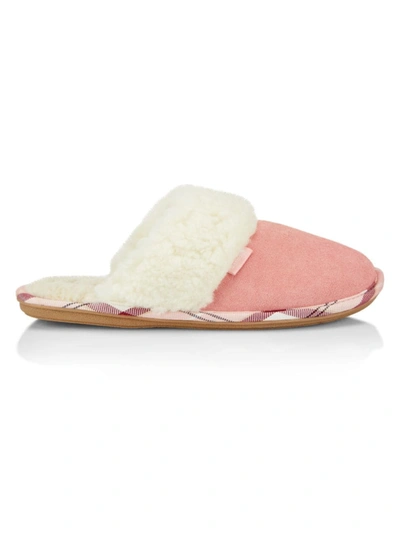 Shop Barbour Lydia Mule Suede Slippers In Pink Suede