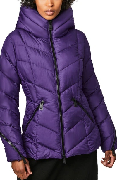 Bernardo Water Resistant Hooded Puffer Coat In Indigo Purple