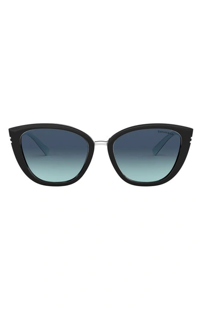 Shop Tiffany & Co Tiffany-t 55mm Sunglasses In Black/ Blue Gradient