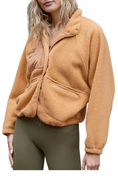 Shop Free People Fp Movement Hit The Slopes Fleece Jacket In Moroccan Amber
