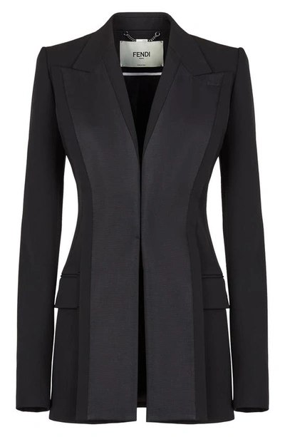 Shop Fendi Grain De Poudre Tuxedo Jacket In Black