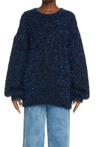 Dries Van Noten Tinka Metallic Oversize Sweater In Blue 504 | ModeSens