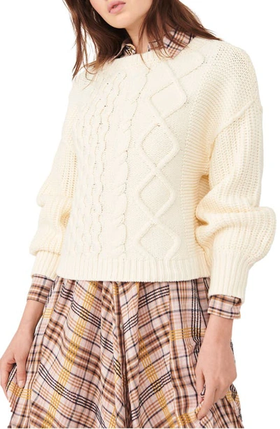 Shop Free People Dream Cable Crewneck Sweater In Cream