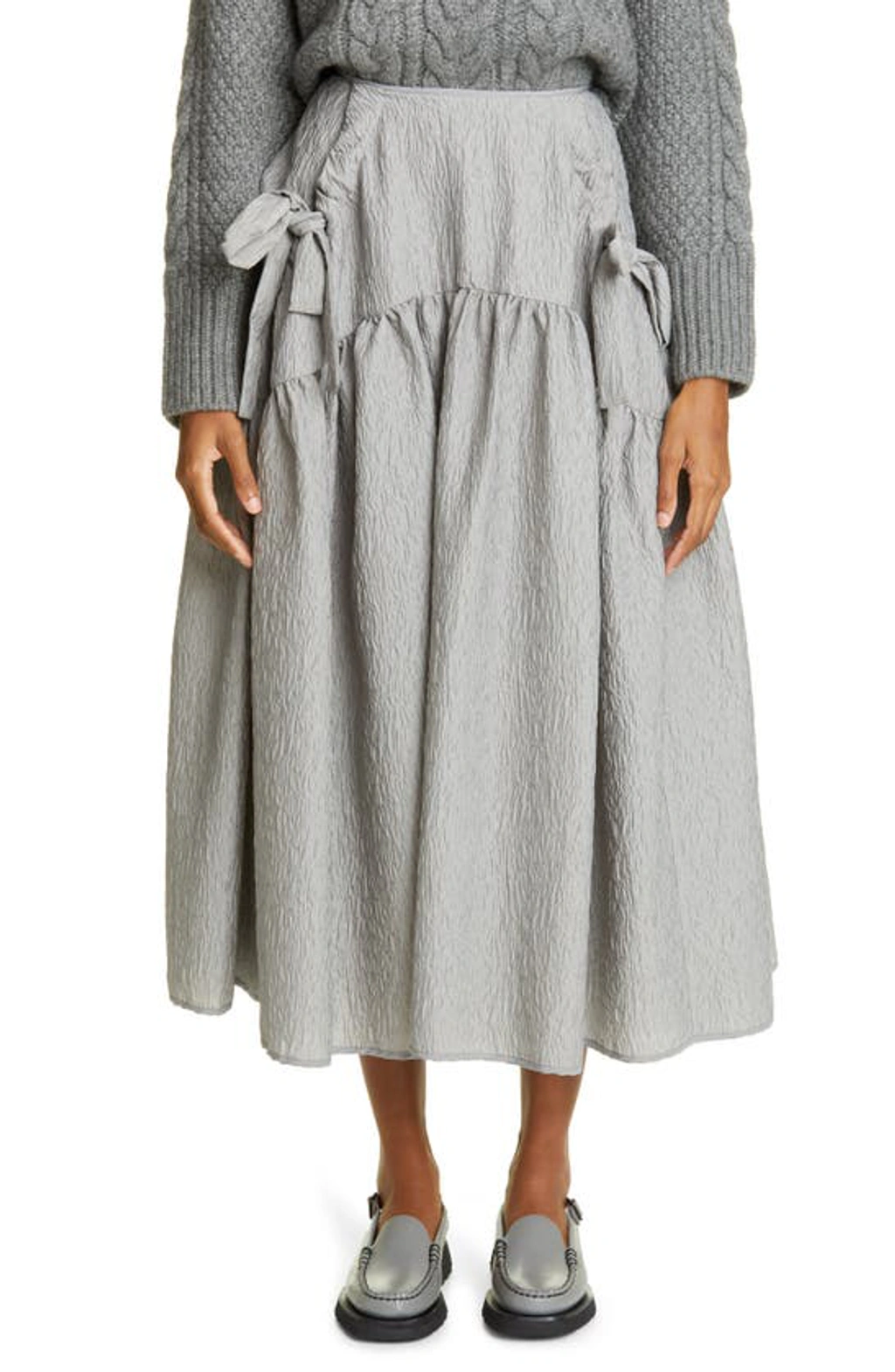 Cecilie Bahnsen Cecilie Bahsen Justice Matelassé Skirt In Dove Grey |  ModeSens