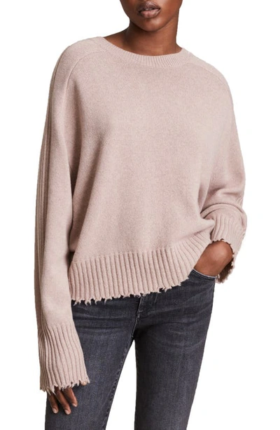 Shop Allsaints Kiera Cashmere Blend Crewneck Sweater In Pashmina Pink