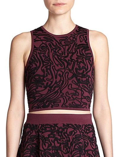 Shop Opening Ceremony Cabbage Knit Embroidered Crop Top In Beet-multi